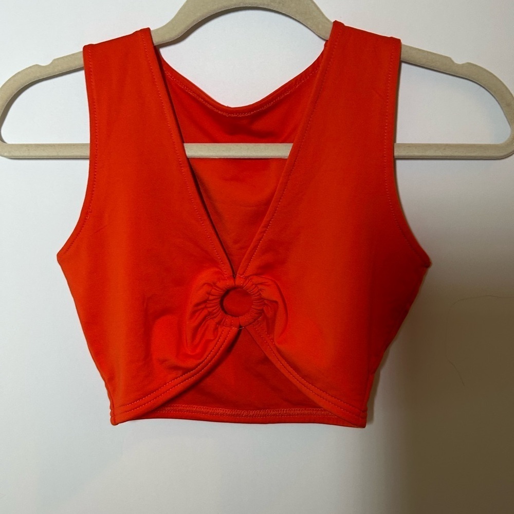 Women's Orange Sleeveless Peep hole Top Small